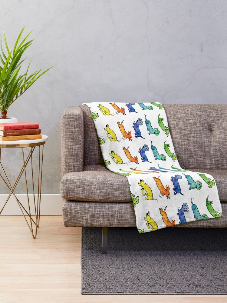 Alternate view of Watercolor Dachshunds Throw Blanket