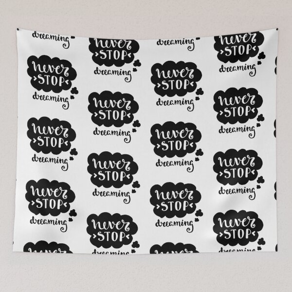 Artikelvorschau, Motivational Inspirational and Positive quote - Never stop dreaming typography text art by Word Fandom - wordfandom entworfen und verkauft von Kerry Pritchard.