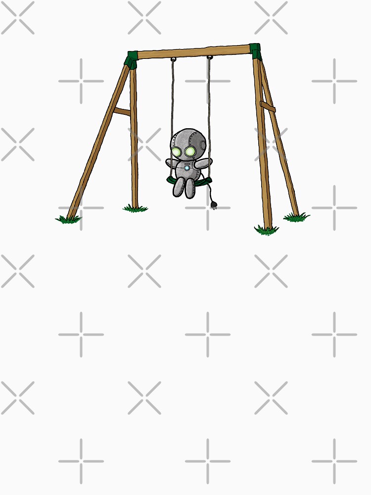 Thumbnail 3 of 3, Fitted T-Shirt, Lonely Robot on a Swing designed and sold by TheRandomFactor.