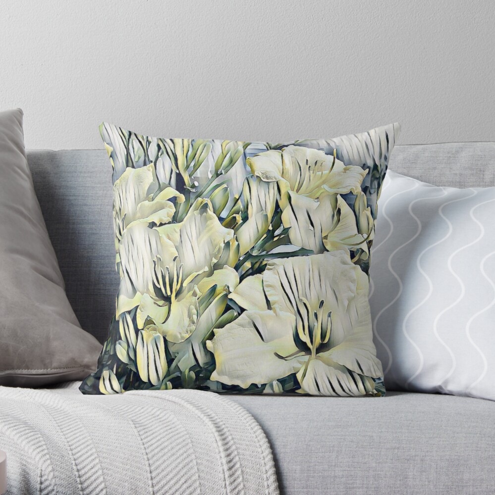 Paper Tiger Lilies Throw Pillow