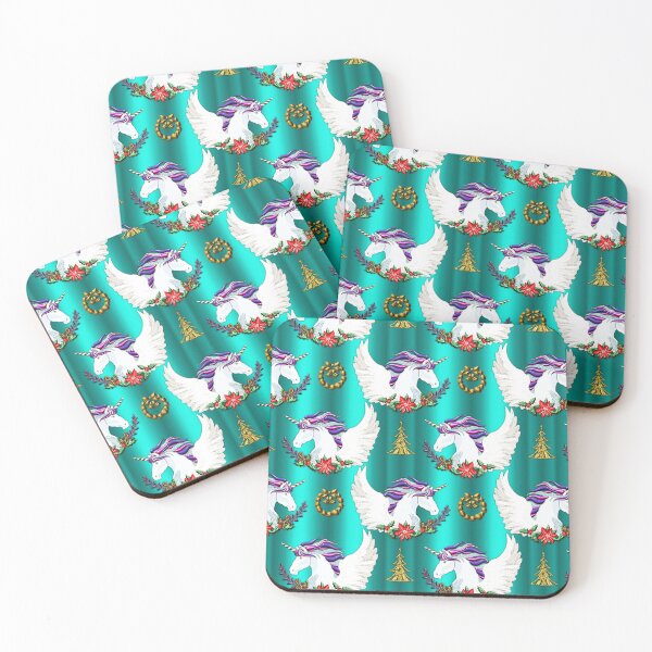 Item preview, Festive Teal Winged Unicorn Christmas designed and sold by GraphicAllusion.