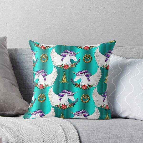 Item preview, Festive Teal Winged Unicorn Christmas designed and sold by GraphicAllusion.
