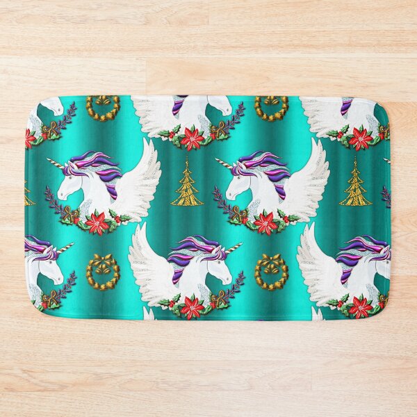 Item preview, Festive Teal Winged Unicorn Christmas designed and sold by GraphicAllusion.