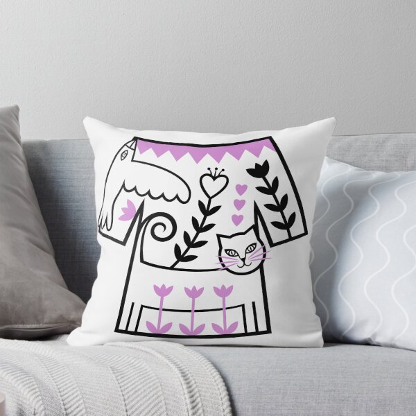 Item preview, Imaginary Folk Costume Bird and Cat Design (black and pink) designed and sold by wariana.