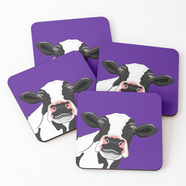 Item preview, Black and white cow portrait on purple designed and sold by Adam Regester.