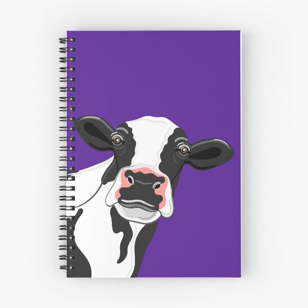 Aperçu de l'œuvre Portrait de vache noir et blanc sur violet créée et vendue par Adam Regester.