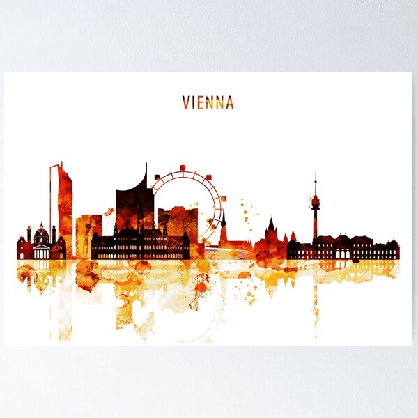 Item preview, Vienna Austria Red Yellow Skyline designed and sold by DimDom.