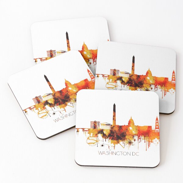 Item preview, Washington DC Red Yellow Skyline designed and sold by DimDom.