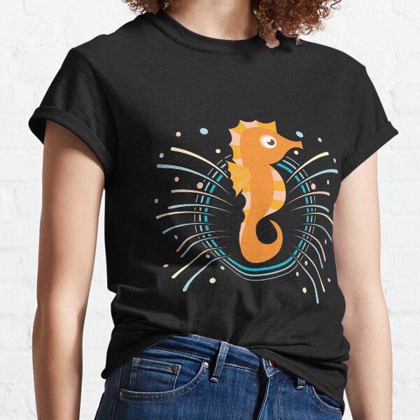 Pink Seahorse Maternity T-Shirt Beach Ocean Surf Sea Sand Coral MEDIUM M Tee