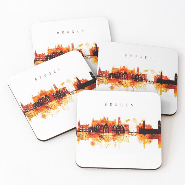 Item preview, Bruges Belgium Red Yellow Skyline designed and sold by DimDom.