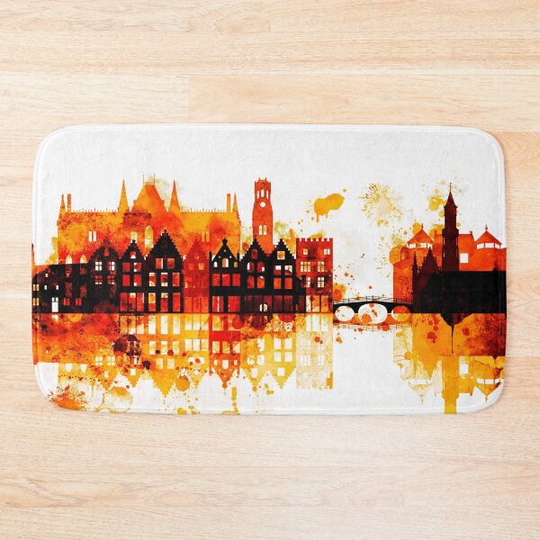 Item preview, Bruges Belgium Red Yellow Skyline designed and sold by DimDom.