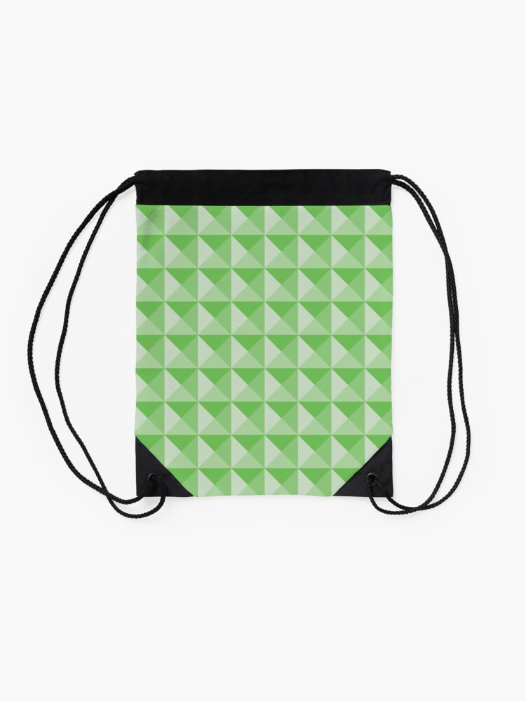 Alternate view of Geometric Pattern: Pyramid: Green Light Drawstring Bag