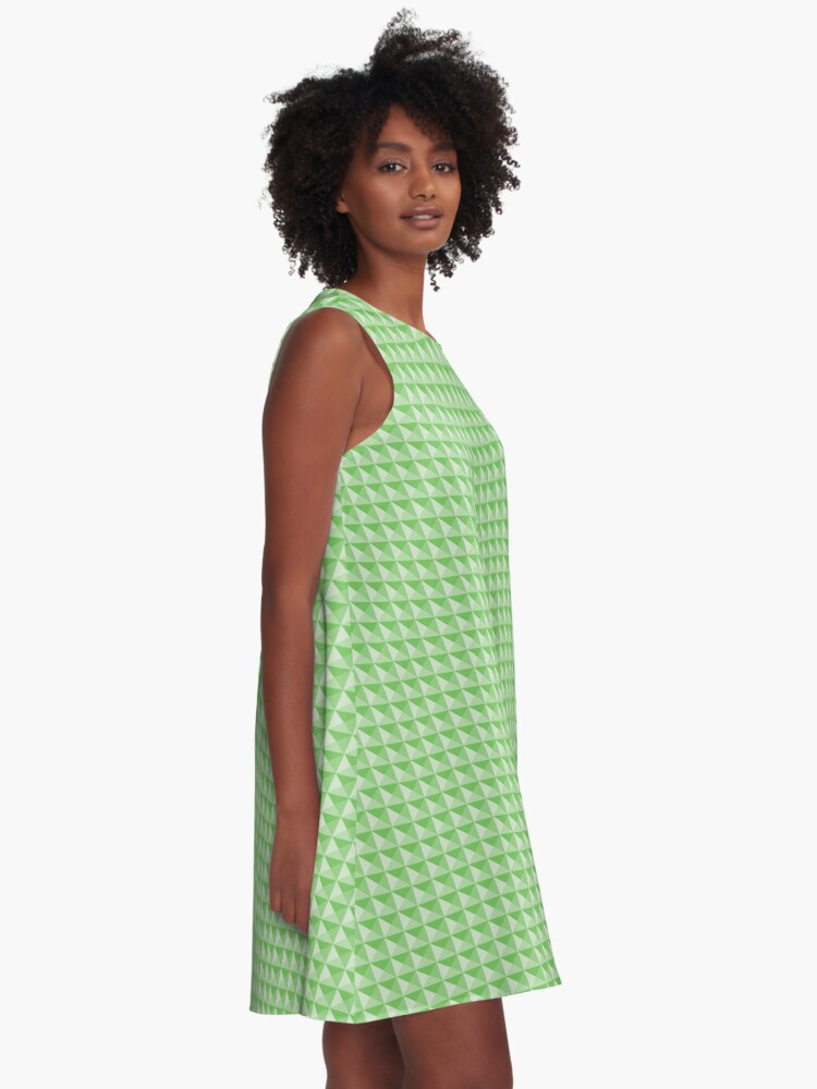 Alternate view of Geometric Pattern: Pyramid: Green Light A-Line Dress