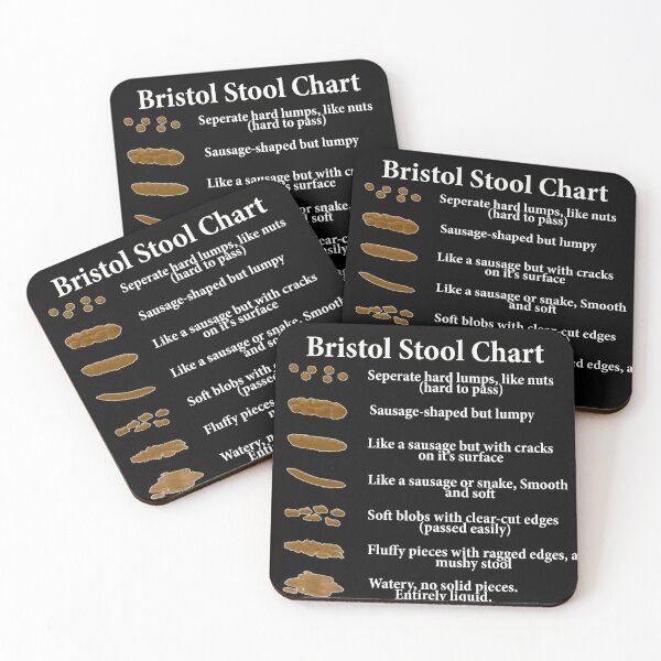 Bristol Stool Chart In White Writing Black Background Coasters Set Of For Sale By Gift It