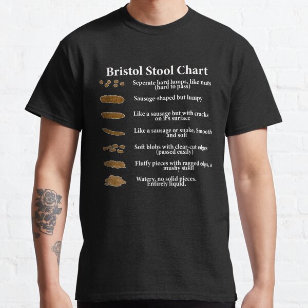 Bristol Stool Chart in White Writing Black Background Classic T-Shirt