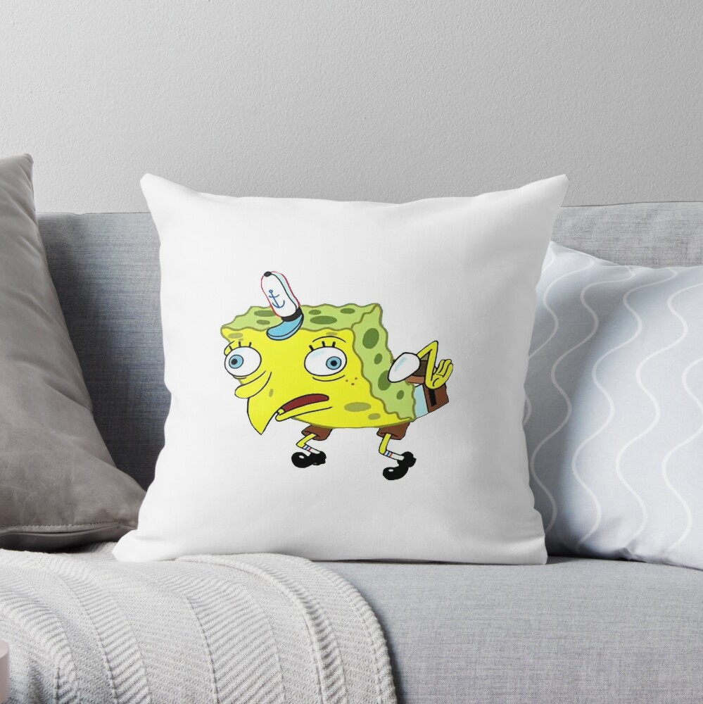 Bird Spongebob Meme Throw Pillow By Memesticker69 Redbubble - spongebob the bird roblox spongebob meme on meme