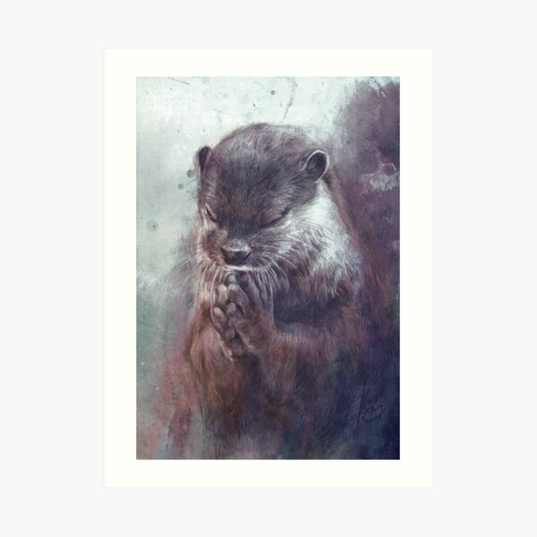 Meditierender Otter (farbig) Kunstdruck
