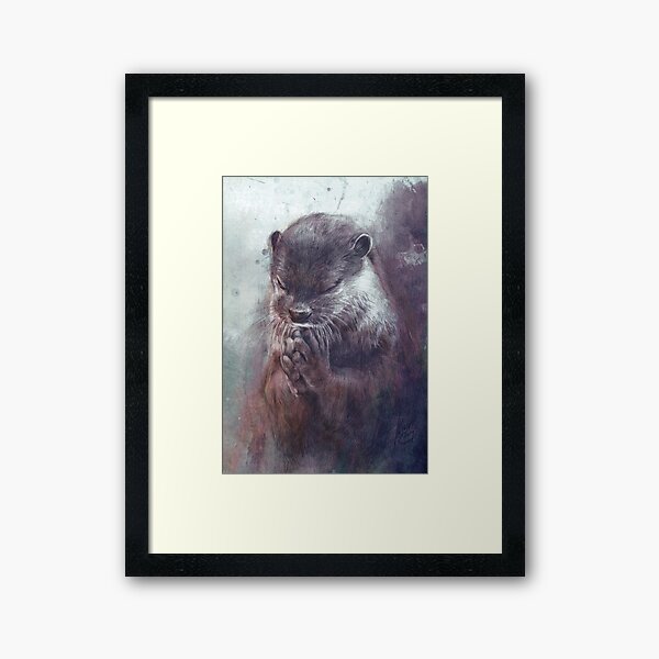 Meditating otter Framed Art Print