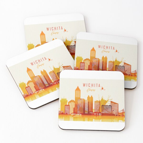 Item preview, Wichita Kansas Red Yellow Skyline designed and sold by DimDom.