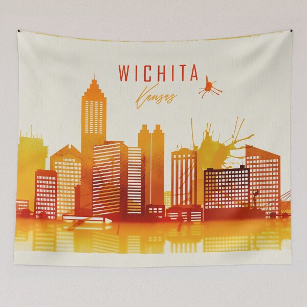 Item preview, Wichita Kansas Red Yellow Skyline designed and sold by DimDom.