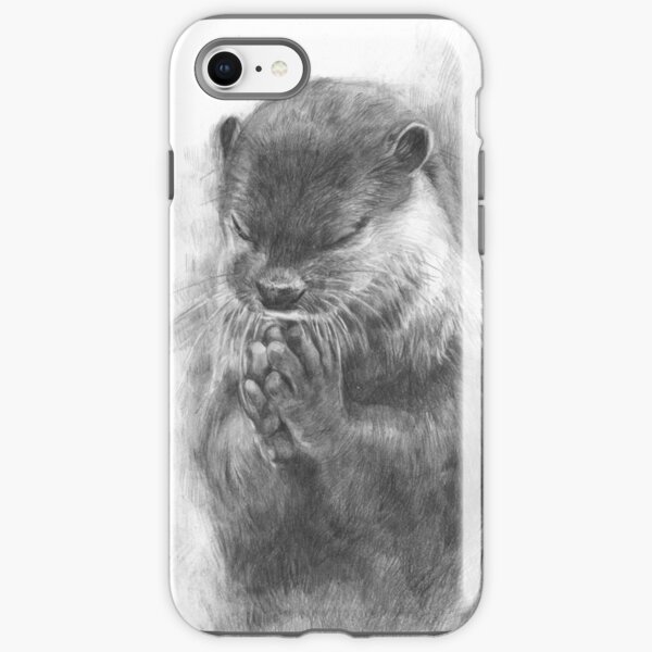 Meditierender Otter (schwarz-weiß) iPhone Robuste Hülle