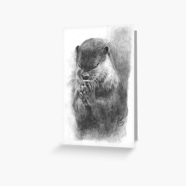 Meditierender Otter (schwarz-weiß) Grußkarte