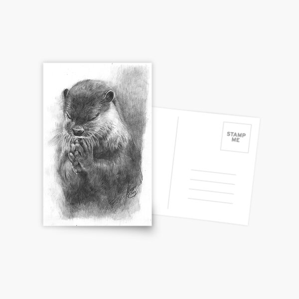 Meditating otter (black - and white) Postcard