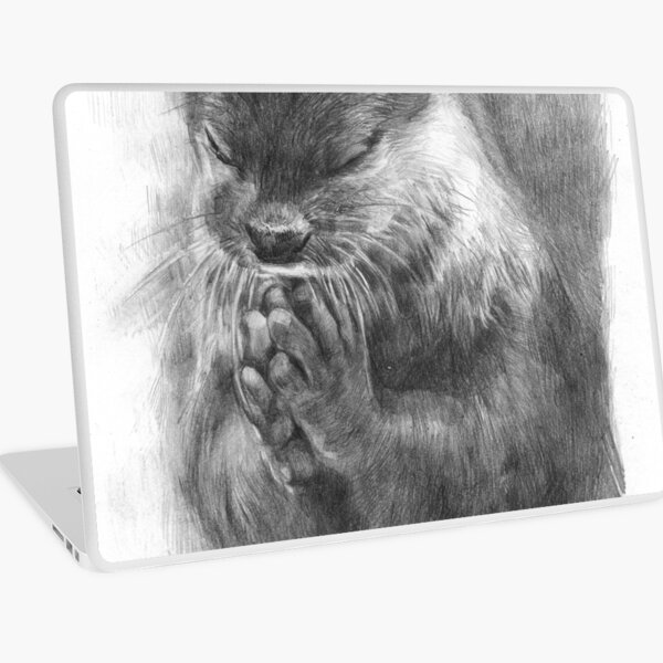 Meditating otter (black - and white) Laptop Skin