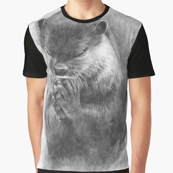 Meditating otter (black - and white) Graphic T-Shirt