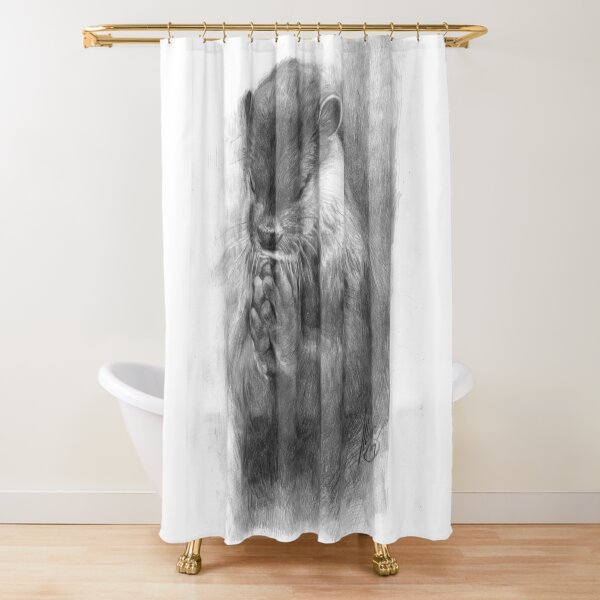 Meditating otter (black - and white) Shower Curtain