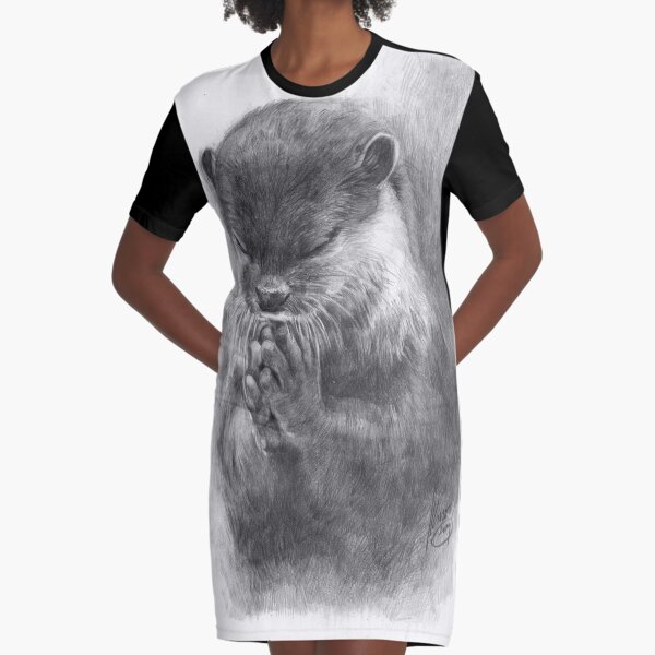 Meditierender Otter (schwarz-weiß) T-Shirt Kleid