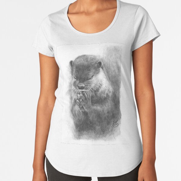 Meditierender Otter (schwarz-weiß) Premium Rundhals-Shirt