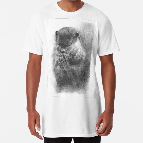 Meditating otter (black - and white) Long T-Shirt