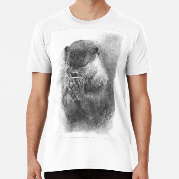 Meditierender Otter (schwarz-weiß) Premium T-Shirt
