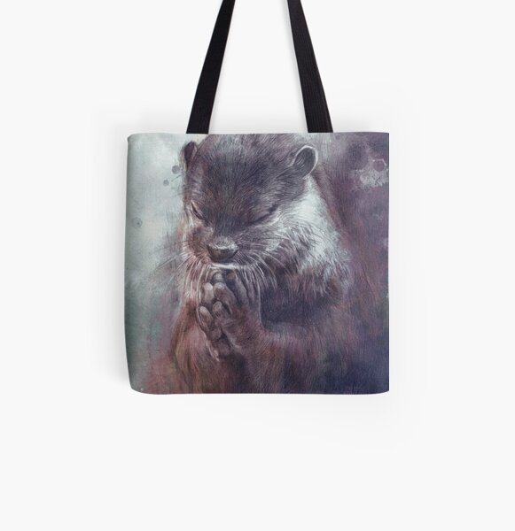 Meditating otter All Over Print Tote Bag