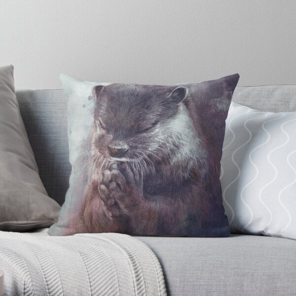 Meditating otter Throw Pillow