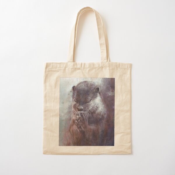 Meditating otter Cotton Tote Bag