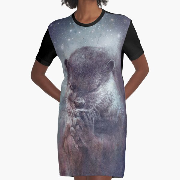 Holy Otter in space T-Shirt Kleid