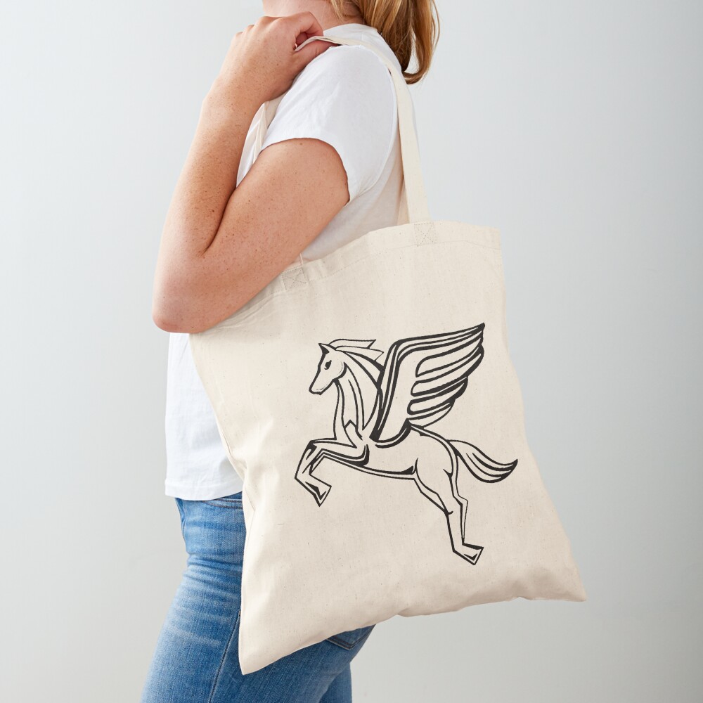 Chasing Pegasus Image (Black Outline) Tote Bag