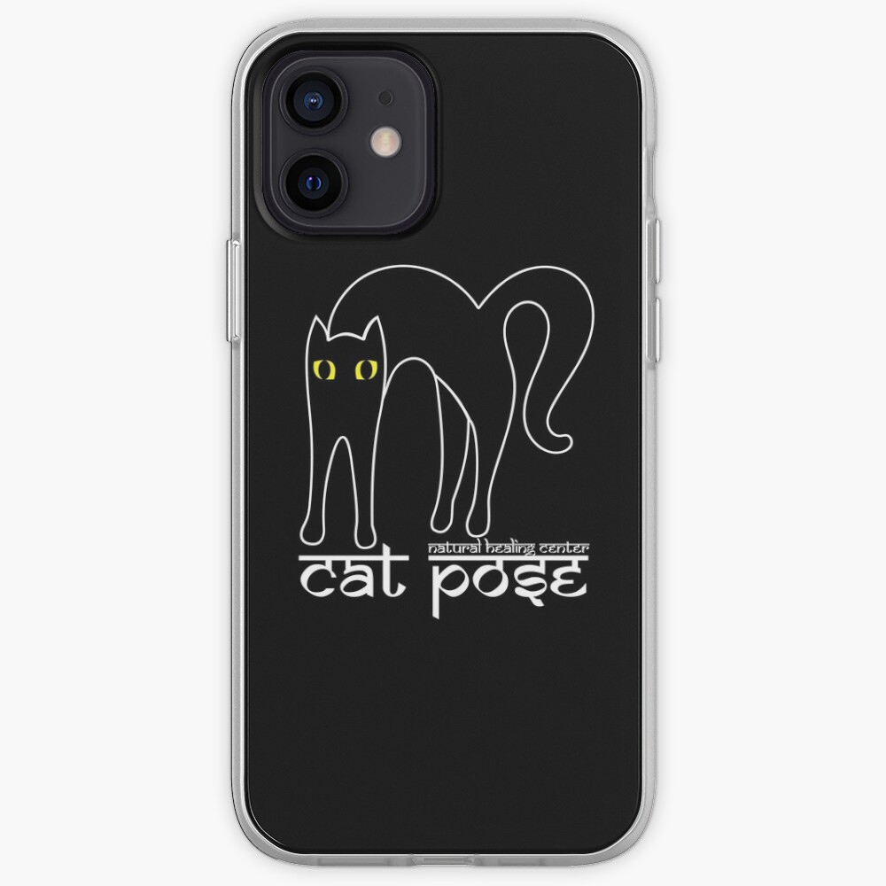Cat Pose 1 - Cat Yoga (white text) iPhone Case & Cover