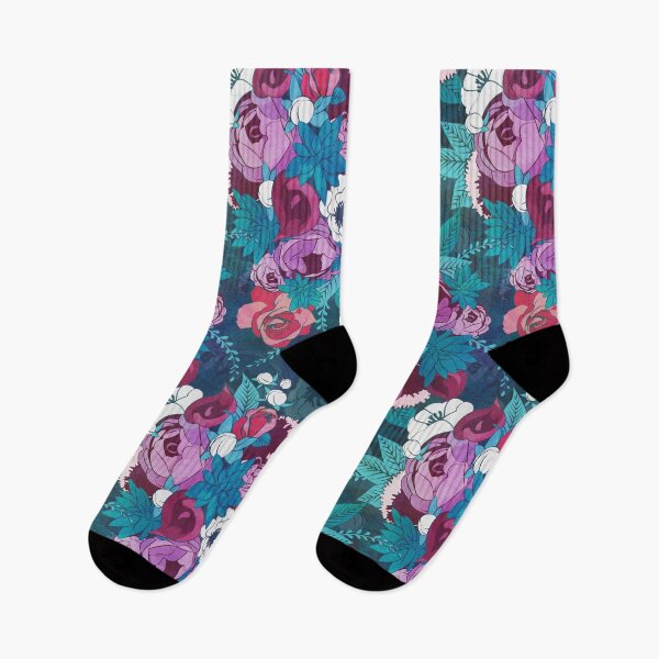 Item preview, Chintz Floral Bouquets // teal background teal succulents red roses designed and sold by SelmaCardoso.