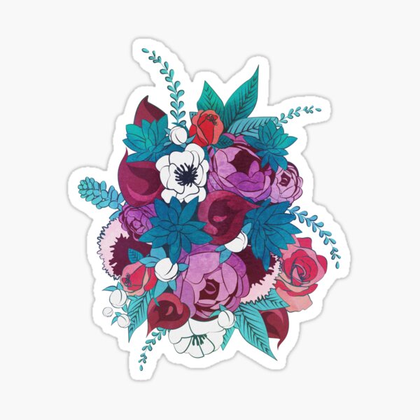Item preview, Chintz Floral Bouquets // teal background teal succulents red roses designed and sold by SelmaCardoso.