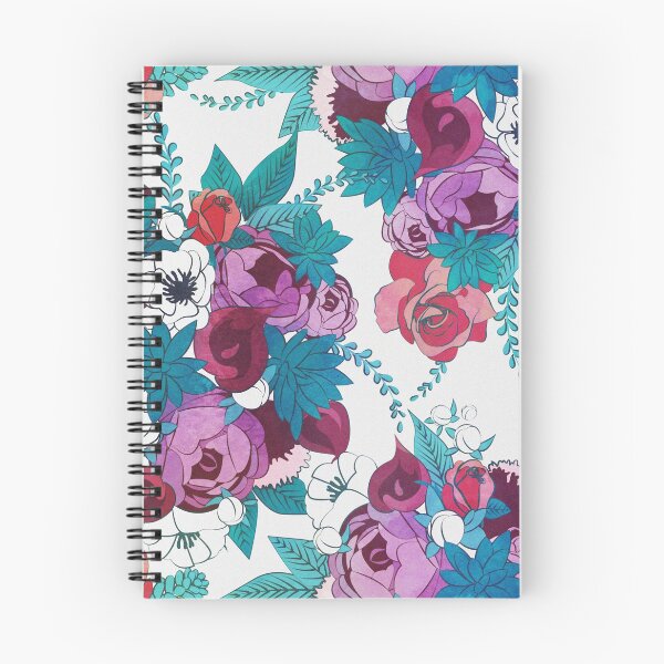 Item preview, Chintz Floral Bouquets // white background teal succulents red roses designed and sold by SelmaCardoso.