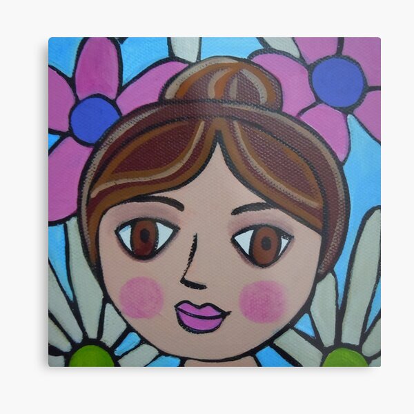 Pink and Blue Pops of Spring Metal Print