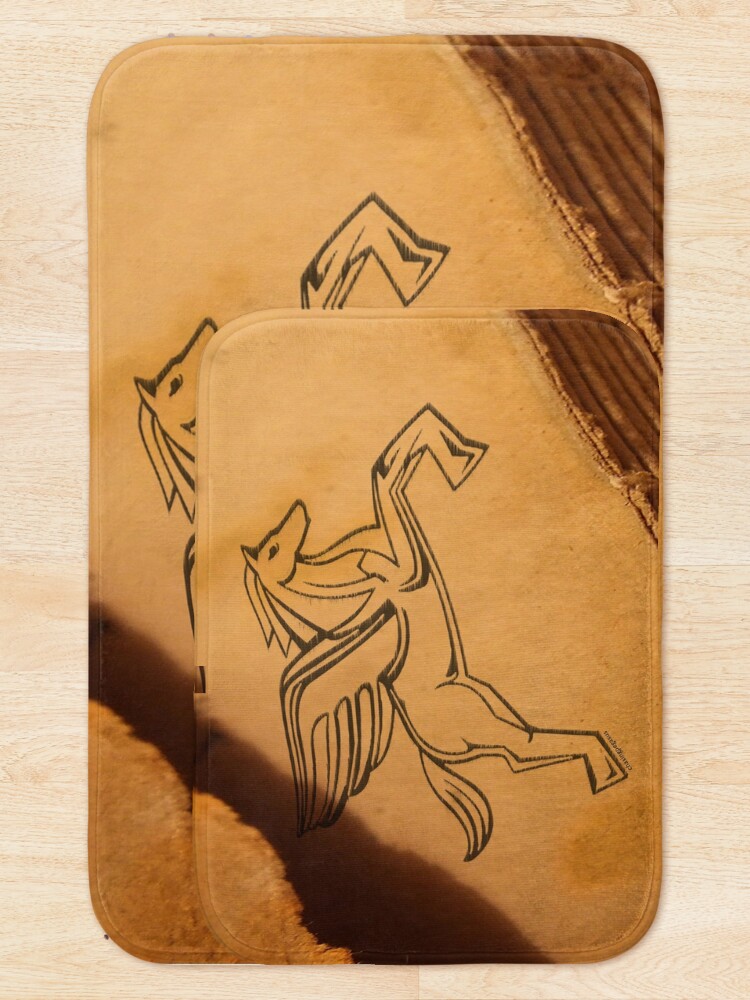 Alternate view of Chasing Pegasus Logo on Parchment Bath Mat