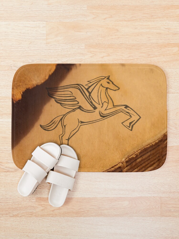 Alternate view of Chasing Pegasus Logo on Parchment Bath Mat