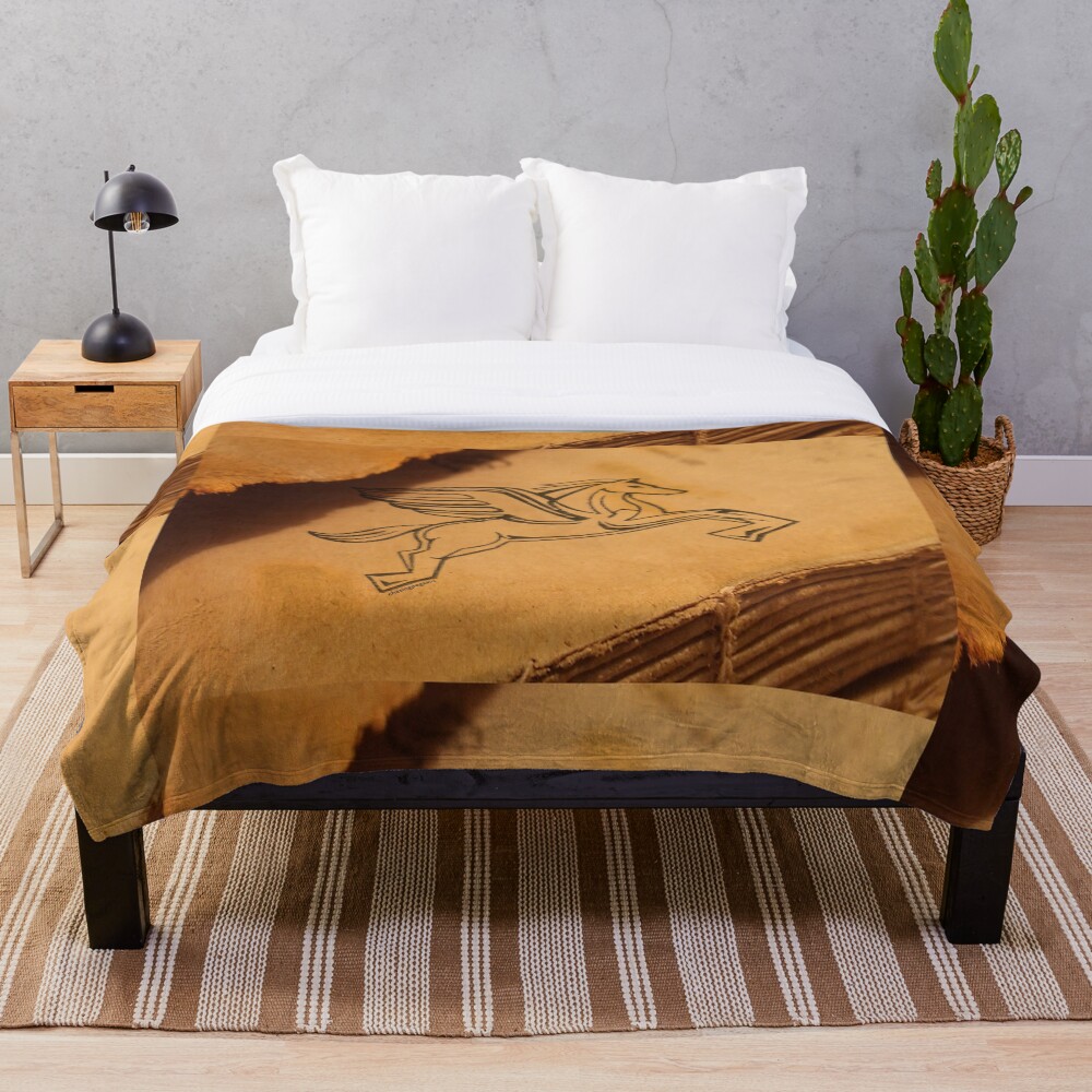 Chasing Pegasus Logo on Parchment Throw Blanket