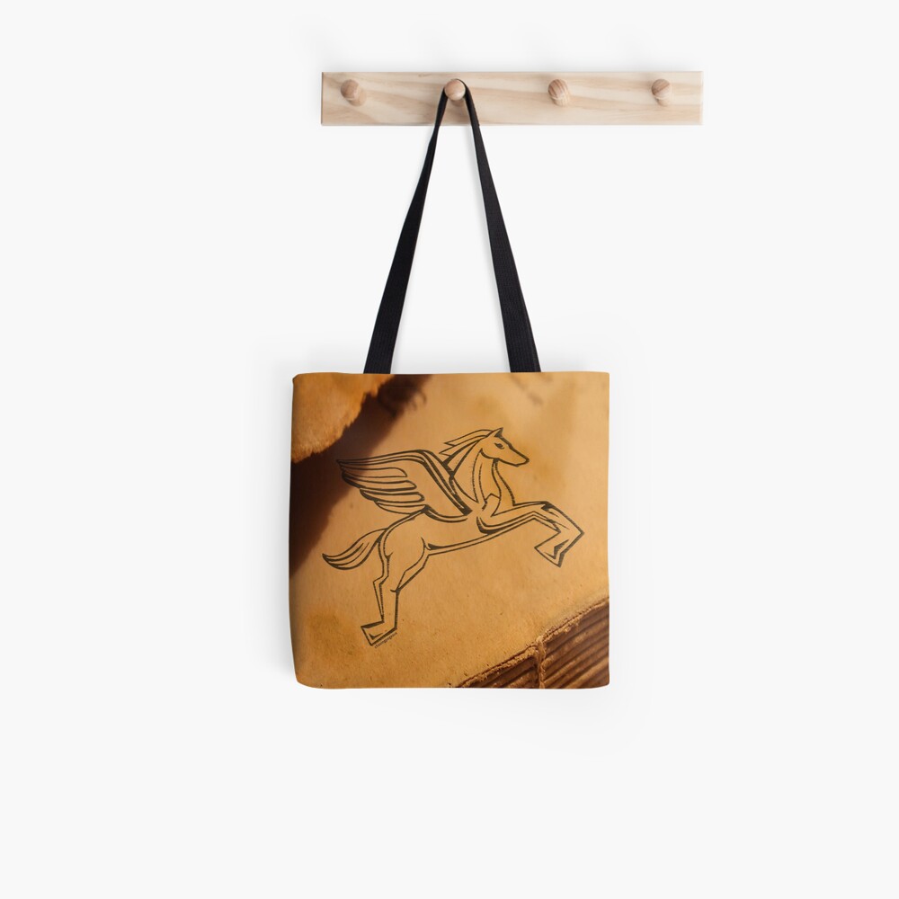 Chasing Pegasus Logo on Parchment Tote Bag