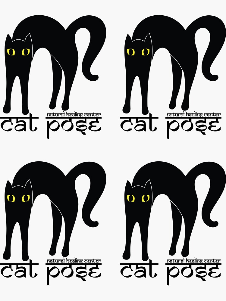 Thumbnail 3 of 3, Sticker, Cat Pose 1 - Cat Yoga (black text) designed and sold by NaturalHealing.