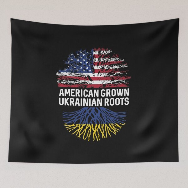 Item preview, American Grown with Ukrainian roots US and Ukraine flag tree  designed and sold by alenaz.